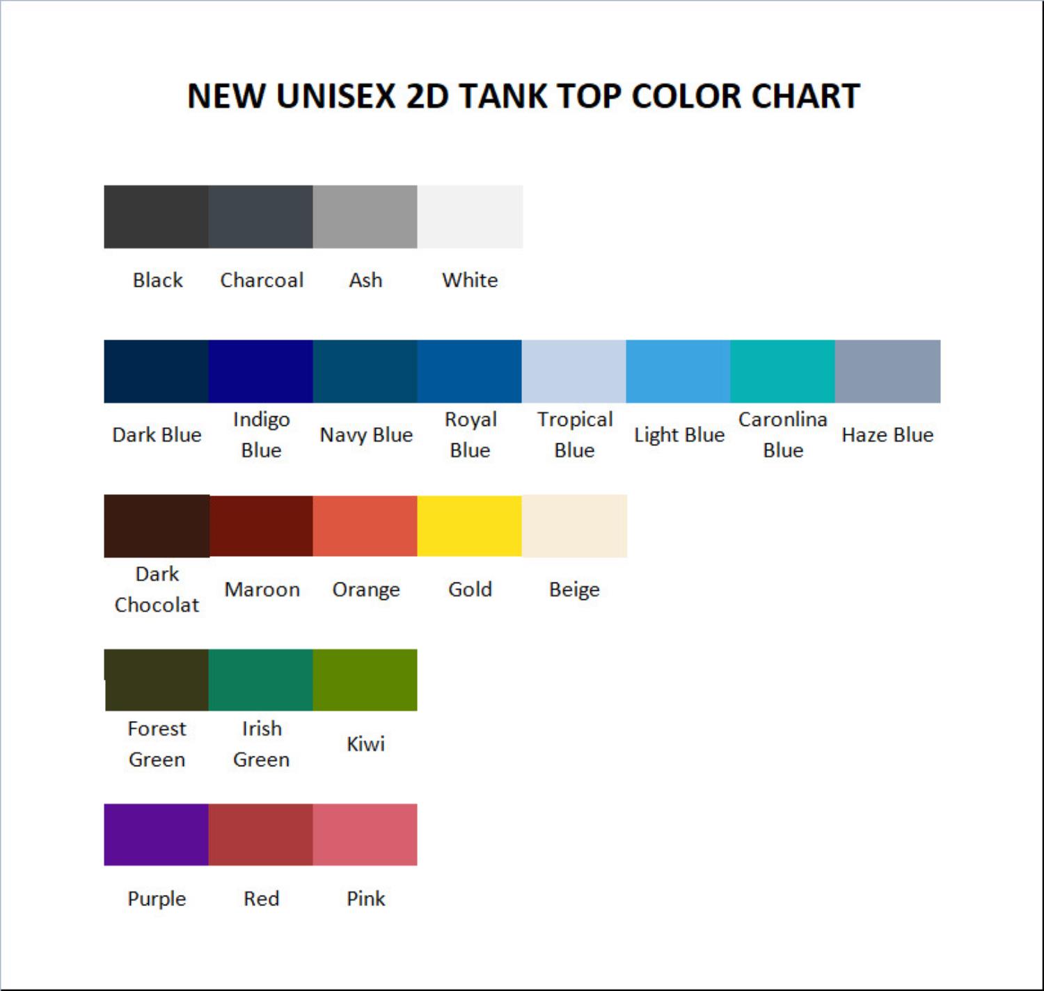 tank top color chart - Sam Fender UK Store